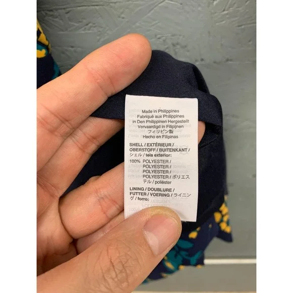 J.Crew Wrap Dress 00 Navy Yellow Floral 3/4 Sleeve Mini V Neck Women's Polyester - Picture 6 of 9